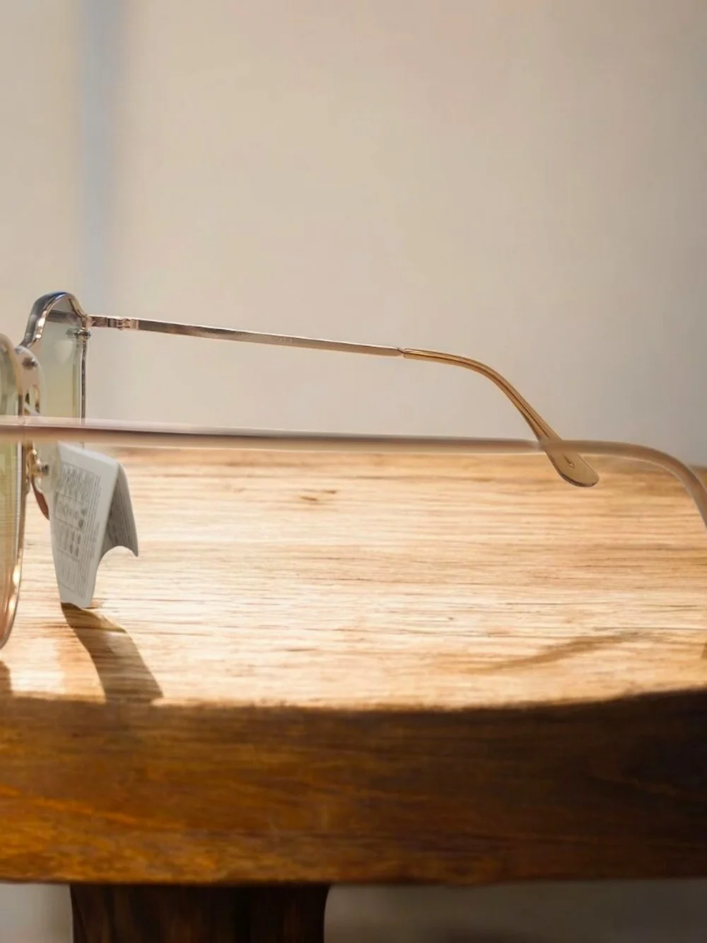 Gold Rim Aviator Sunglasses - Clear/Light Gold Lens - Picture 3 of 3